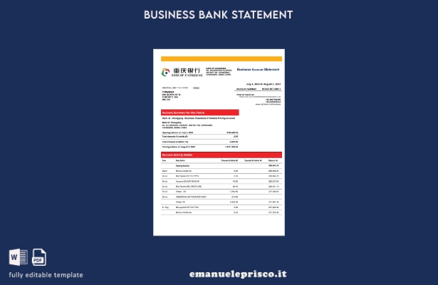 stile verificato Modello Word e PDF di dichiarazione aziendale della Banca di  1